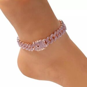 12mm pink Cuban anklet 9 inch